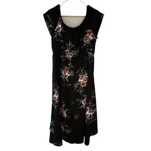 Floral Wrap High-Low Dress over shorts Plus Size 2X Black resort casual party